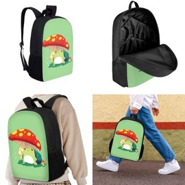 Upetstory 4-in-1 School Bag Set Mushroom Frog Backpack for Girls Kids Schoolbag Set with Lunch Box Pencil Purse Teen Water Bottle Sleeve Middle Elementary Preschool Kindergarten Bookbag