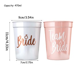 Bustlwor Pack of 12 Bachelorette Party Cups, JGA Cups, Bride and Team Bride Cups, for Stag Night Party, Bridal Shower, Women Decoration, Rose Gold