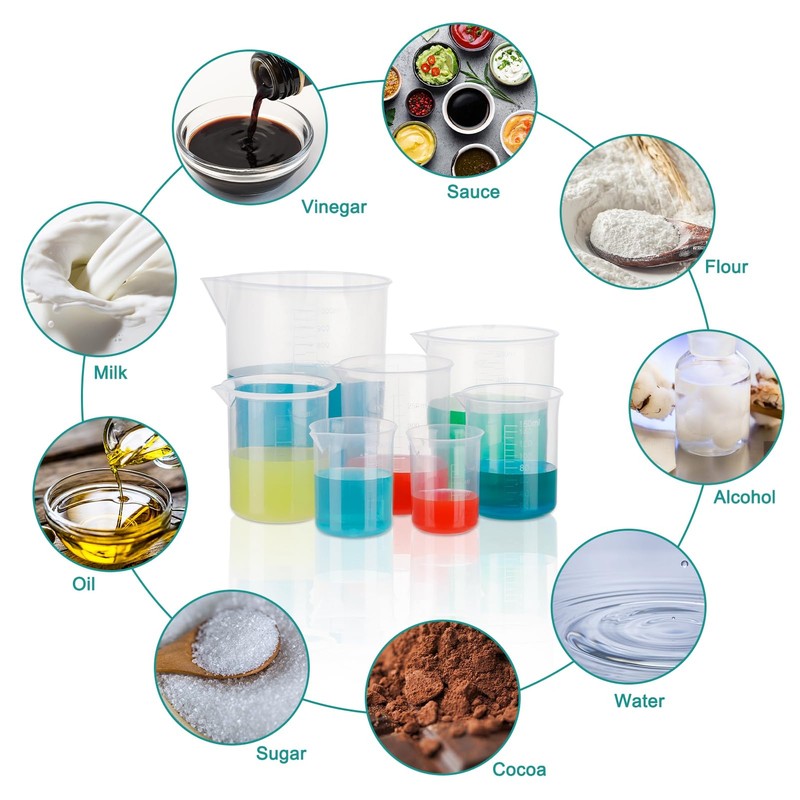 FRIUSATE 19 Pcs Plastic Graduated Cylinders and Measuring Beakers Set