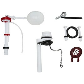 DICA, Juego Completo de Accesorios para W.C., Acabado Blanco, Rojo, Negro, Plastico, Polietileno, Hule, Válvula de Descarga con Sapo, K4056P