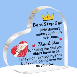 JETTOP Step Dad Birthday Gifts Bonus Dad Gifts Fathers Day Present Acrylic Plaque, Best Gifts for Stepdad, Chritmas Gifts Father Day Gift as Your Own