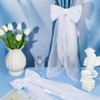 BENECREAT 2pcs Lace Bow Curtain Tiebacks, White Bowknot Lace Ribbon
