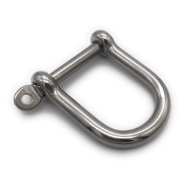 Stainless Steel Shackle Wide Shape Diameter 6 mm V4A A4 AISI 316 Rustproof Round Shackle D-Shackle Wire Rope Connector with Eye Bolt Stainless Steel [Choice of Sizes 5 6 8 10 12 mm] (6 mm)
