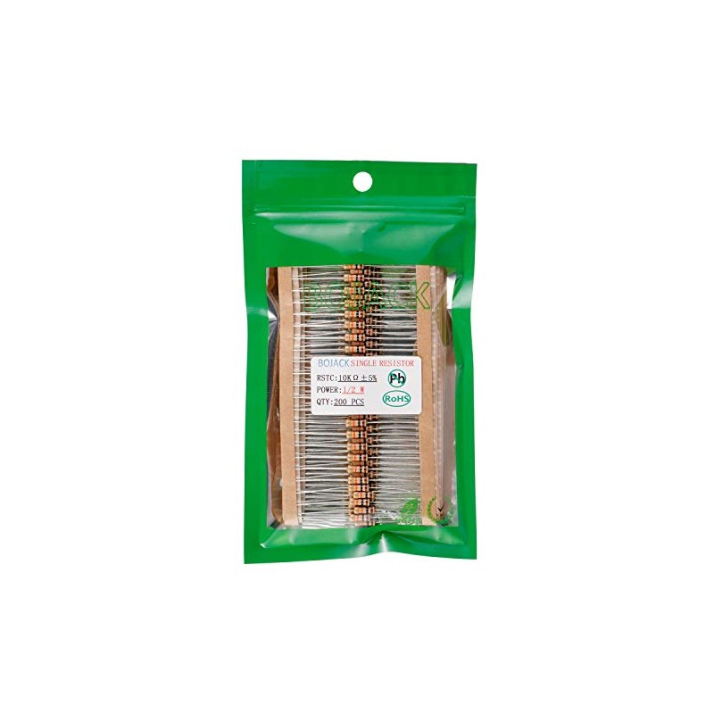 BOJACK 10K Ohm Resistors 1/2 W ±5% Carbon Film Single