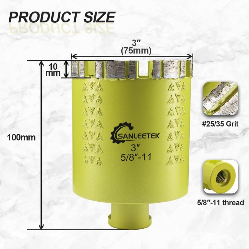 Diamond Core Drill Bit 3"(75mm) SANLEETEK Diamond Laser Welded Hole