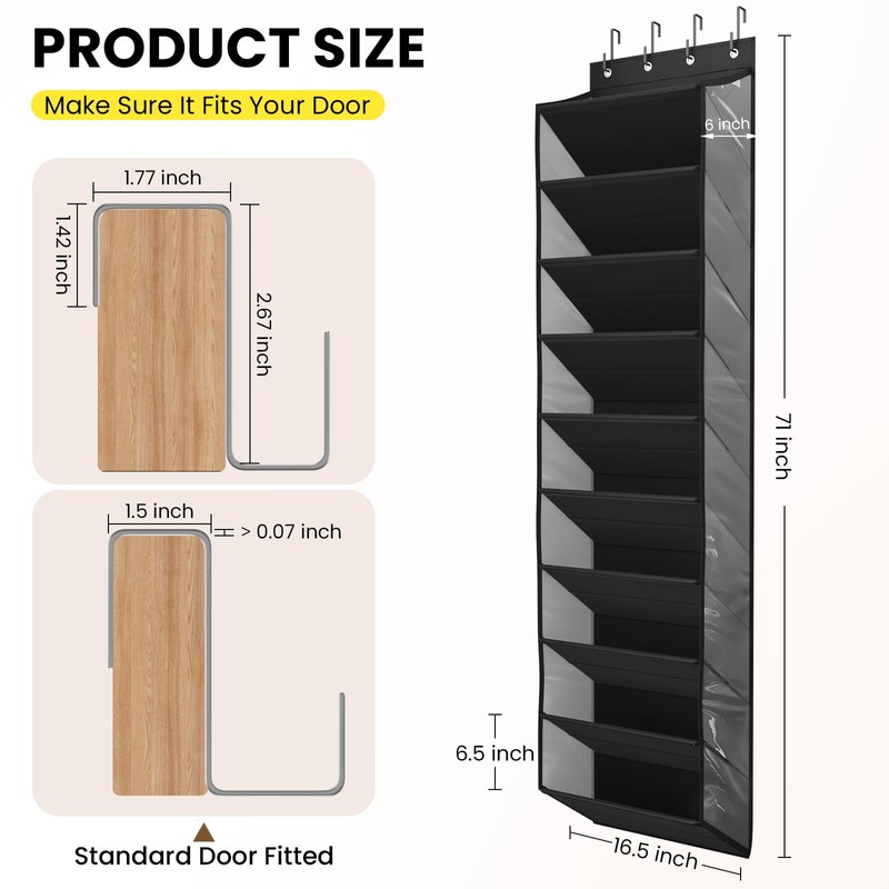 Mefirt 10 Tier Clear Over the Door Shoe Organizer with