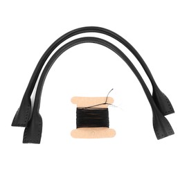 1 Pair Leather Bag Handles DIY Handcraft Sew On Ear Shape Short Leather Purse Bag Strap for Briefcases Black