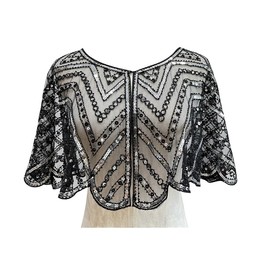 Gatsby Sequin Cape Bride Wrap - 1920s Shawls And Wraps