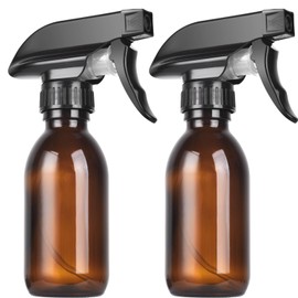 4oz Amber Glass Spray Bottles (2 Pack) - Refillable with Dropper, Funnel & 4 Labels | UV Protection for Essential Oils, Hair Care, Cleaning Solutions