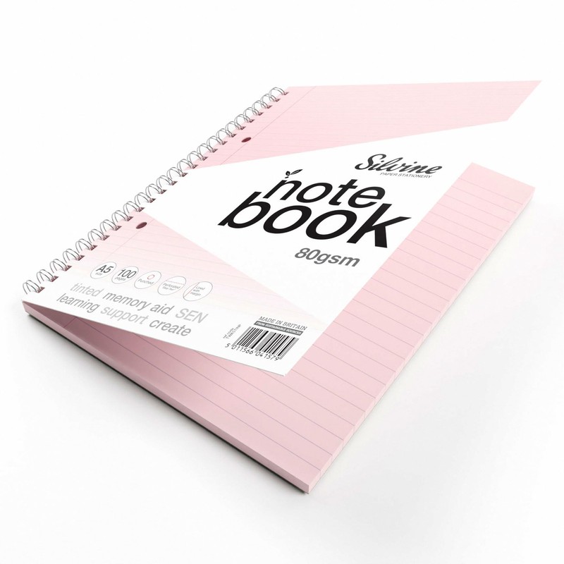 Silvine A5 Blue Paper Dyslexia Notebook | 100 Wirebound Pages,