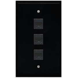 RiteAV 1 Gang 3 Port Cat5e Ethernet Wall Plate - Black