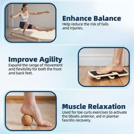 Balance Trainer Kit, Ankle Strengthener Exerciser for Sprained, Single Leg Balance Board and 40 Inch Beam for Plantar Fasciitis Relief, Blackboard Foot Trainer (with Cork Massage Ball)
