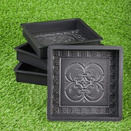 BETONEX Plastic Molds Concrete Set Patio Paving Mold 4 pcs - Big Beautiful Pathmaker Precast Concrete Molds and Forms Stampcrete for Walkways - Large Cobblestone Molds for Concrete, Reusable