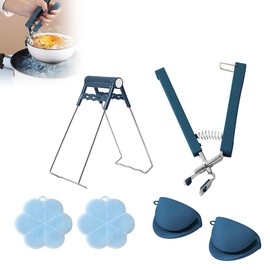 Hinapan 6 Piece Gripping Clips, Hotplate Gripper, Stainless Steel Bowl Clip, Oven Gloves, Pads, Anti-Hot Bowl Clamp, Anti-scald, Tongs Stainless Steel Non-Slip (Blue)