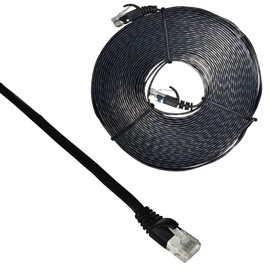 CAT6 Flat Patch Cord UTP Network Ethernet Stranded Booted Cable - 100 FT (White) - 1 Pack