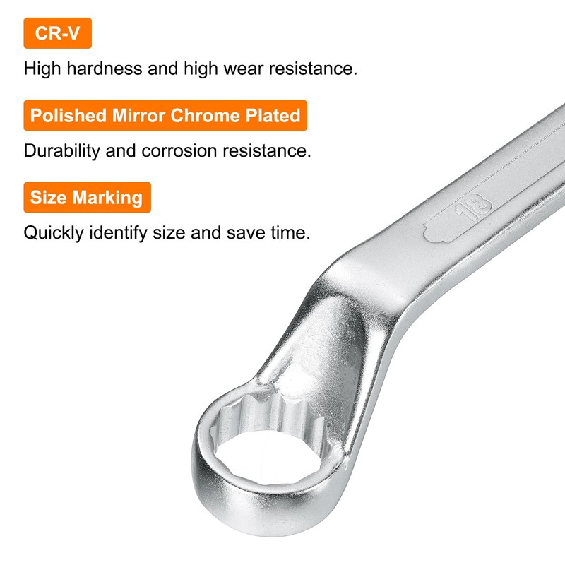 sourcing map Offset Extra Long Box End Wrench 18 x
