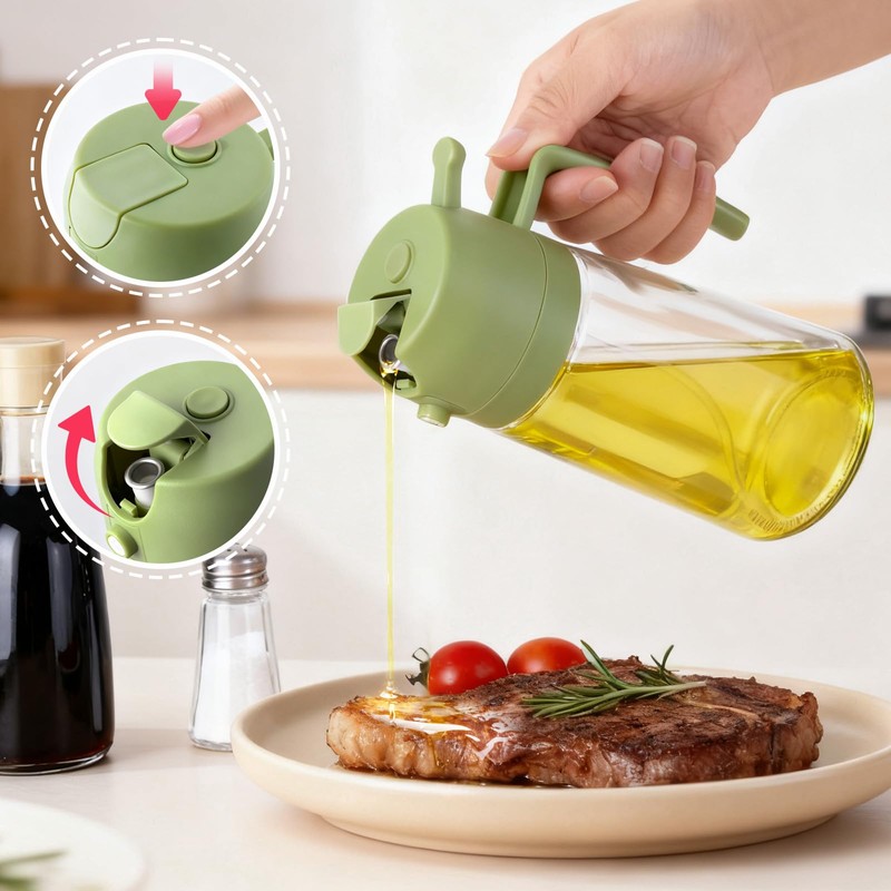 RMNJPW 2Pcs Glass Oil Sprayer for Cooking 16oz/470ml, Kitchen Gadget