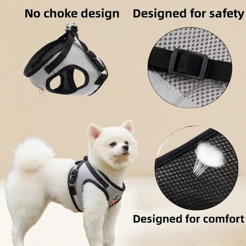 Dog Harness and Lead Set, Adjustable Cat Harness Reflective Small
