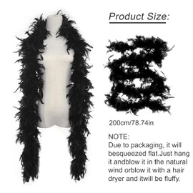 Feather Boa,Fancy Dress and Crafts,Party Accessories,Women Fluffy Feathers Boas for Cosplay,DIY Decoration etc(6.6ft) (Black)