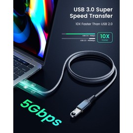 ANDTOBO - Paquete de 2 cables extensores USB de 2 m, USB 3.0 tipo A macho a hembra, transferencia de datos de alta velocidad, 5 Gbps, compatible con Gamepad, impresora, cámara web, teclado USB, unidad