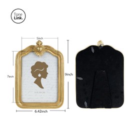 Tone Link. Vintage Picture Frame 5x7 Inch, Small Heart Luxury Antique Photo Frames with Glass Front, Tabletop Wall Hanging, Gold