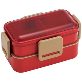 Skater PFLW4AG-A Lunch Box, Cherry Red, 20.3 fl oz (600 ml), Antibacterial, Fluffy, Domed Lid, 2-Tier, For Women, Made in Japan