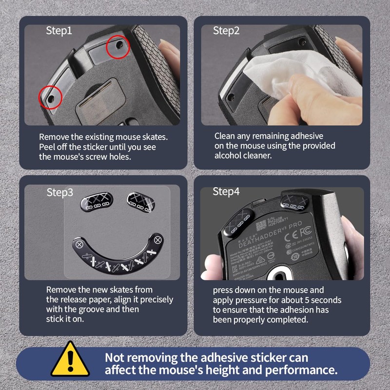 immoenuc Glass Mouse Skates for Razer Deathadder V3 Pro Mouse