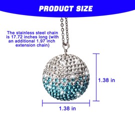 KHGUZ Bling Ball Car Hanging Accessories, Crystal Rhinestone Vehicle Rear View Mirror Pendant Ornament, Sparkling Charming Diamond Auto Interior Decor for Women Men, Universal Fit（Blue）