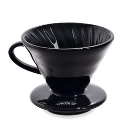 The London Sip Ceramic Coffee Dripper Pour Over Ceramic Coffee Maker, Coffee Slow Brewing Accessories for Home, 1-2 Cup, Black