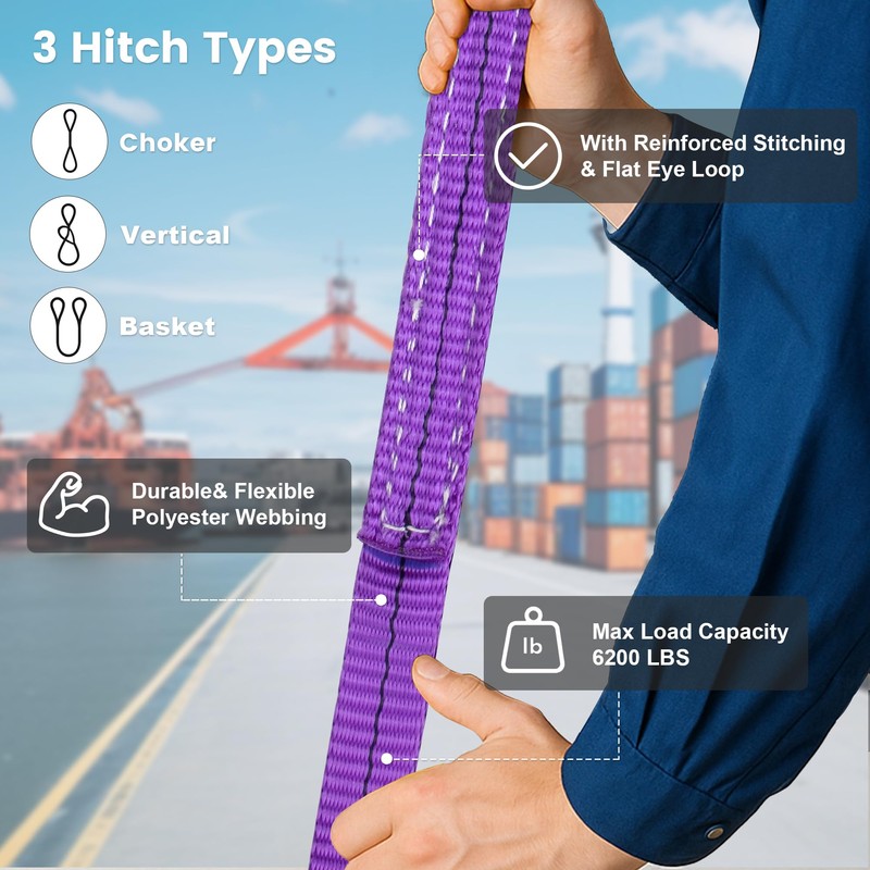 Leyso Pack of 6 Purple 6' x 1" Multifunctional Heavy