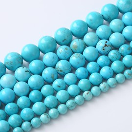 ZXYMLZI 90 abalorio de turquesa azul natural A+ de 4 mm, redondas, para hacer joyas, pulseras, collares y accesorios