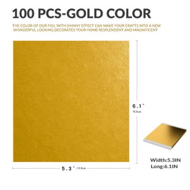 ANRZO 100PCS Gold Leaf Sheets for Gilding Painting DIY Craft Non Fading Non Oxidising 6.1x5.3in
