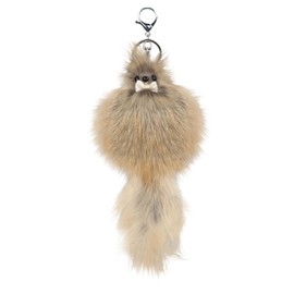Cute Faux Fur Animal Keychain for Women, Plush Pom Pom Bag Charm Pendant with Tail, Furry Keyring Car Accessories Gifts