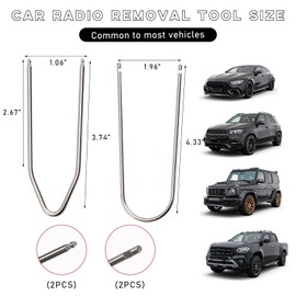 Kewucn 4 PCS Car Radio Removal Pry Tool, U/V-Shaped Stainless Steel Radio Removal Tool Key, Universal Auto Stereo Release Tools for Disassembly of Most Vehicles, Car Accessories