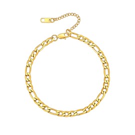 Gold Anklet Chain for Mom, Stainless Steel Figaro Chain Ankle Bracelets Simple Jewelry, Summer Gifts for Girlfriends Daughters