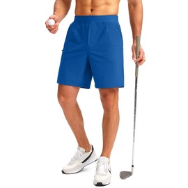 Viodia - Pantalones cortos de golf para hombre de 7 pulgadas con 5 bolsillos de cintura elástica, ajuste seco, pantalones cortos elásticos para hombres, senderismo, casual, atléticos, Azul Real,
