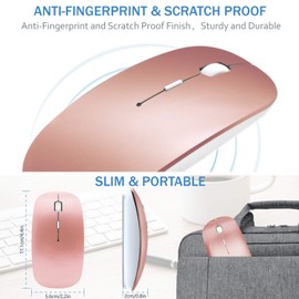 Wireless Mouse for MacBook, Laptop and Pc- Silent Clicks, ErgonomicRechargeable Design, 2.4GHz USB Mouse with Mini Receiver, Compact andComfortable for Work, Study or Travel (Pink)