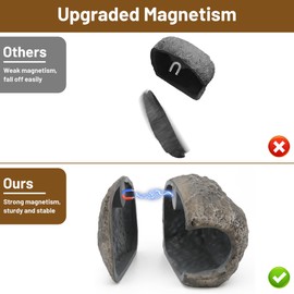 Upgraded Magnetic Detachable Aquarium Hideaway Rock Cave to Check Your Aquatic Pets to Breed, Play and Rest Safe and Non-Toxic Resin Fish Tank Viewing Hideout Ornaments