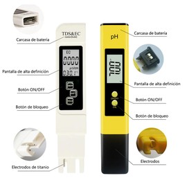 Medidor pH, Probador de Calidad del Agua 4 en 1 con Luz de Fondo, Medidor TDS/EC/Temperatura con ATC, Medidor pH Agua de Resolución 0.01, Medidor pH y EC para Hidroponía, Acuario, SPA