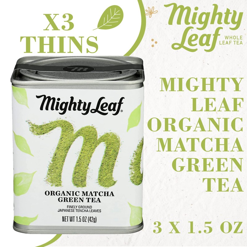 MIGHTY LEAF Organic Matcha Green Tea, 1.5 OZ ea, 3