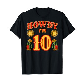 Cowboy 10th Birthday Party Howdy Rodeo Hat Horse Lover Ranch T-Shirt