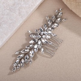 Teyglen Silver Bridal Crystal Hair Comb Full Rhinestone Hair Piece Bride Wedding Hair Comb Sparkly Rhinestone Headpiece Party Prom Hair Accessories for Women (Silver)
