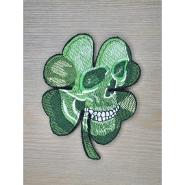 Clover PIRATE SKULL CLOVER FOUR LEAF TACTICAL ARMY FOREST EMBROIDERED HOOK MORALE PATCH