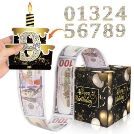 JOALGFDA Caja de Regalo Happy Birthday Money con Pegatinas DIY para Cualquier Edad - Caja de Regalo Sorpresa para Niños y Niñas, ¡una Forma Divertida de Regalar Dinero!