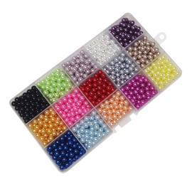 Chenkou Craft - 4500 cuentas redondas de 4 mm, 15 colores, sin agujero, para manualidades, decoración de cuentas + caja de plástico (colores surtidos, 6 mm)