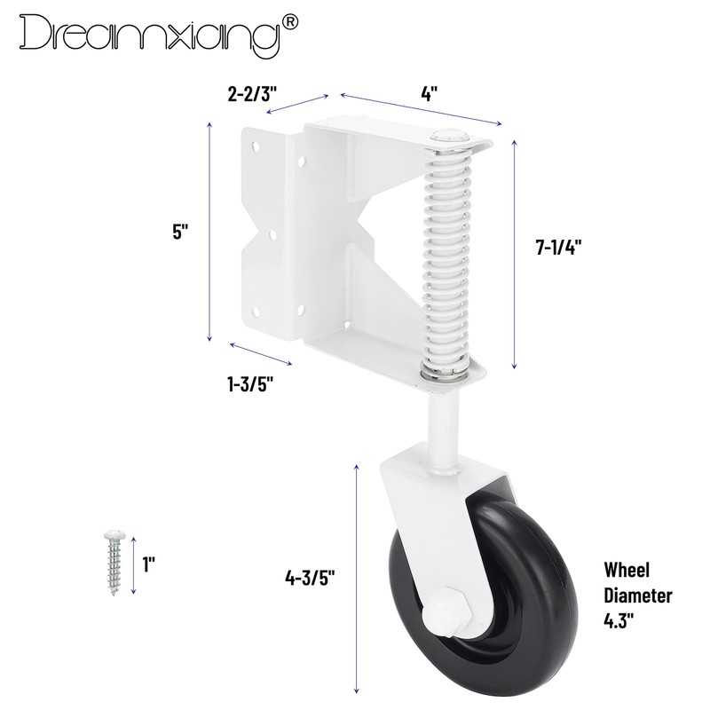 Gate Wheel Spring-Loaded Gate Caster Kit for Wooden PVC Fences,