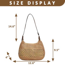 QTKJ Straw Bag for Women, Large capacity Beach Bag, Adjustable Crossbody Bag, Tote Bag Suitable for Vacation Travel Daily