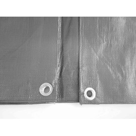 Heavy duty gray waterproof tarpaulin/ground sheet,uv resistant,reinforced hems and corners,eyelets every 1m, (2m x2m)