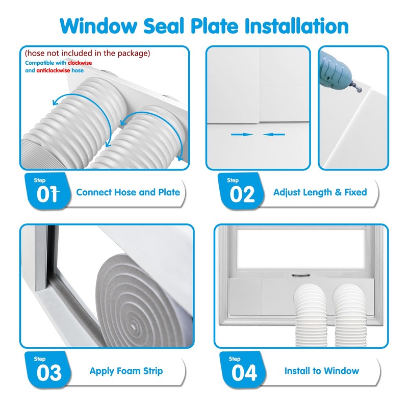 Air Jade Dual Hose Portable Air Conditioner Window Seal Kit,