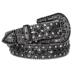 SUOSDEY Rhinestone Belt Men Women for Jeans Dress Western Cowgirl Cowboy Studded Glitter Sequin Strap Belt